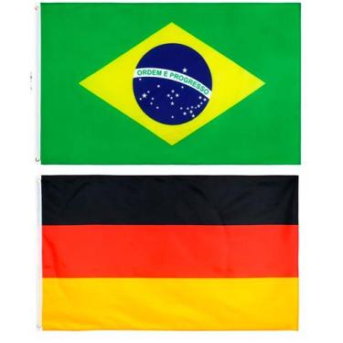 Imagem de Kit Bandeira Do Brasil + Bandeira Alemanha Dupla Face 150 X 90 Cm - EB
