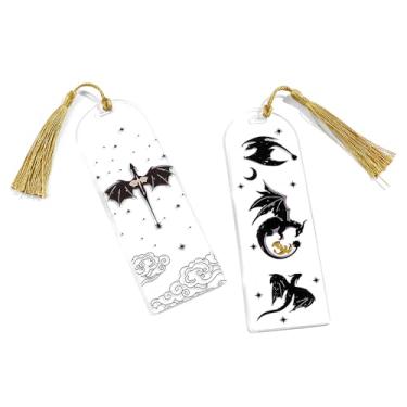 Imagem de Marcadores de livro Fourth Wing - Marcador de livro de dragão para mulheres e homens - Marcadores de página de acrílico para estudantes, professores, meninos e meninas - Coleção de presentes de