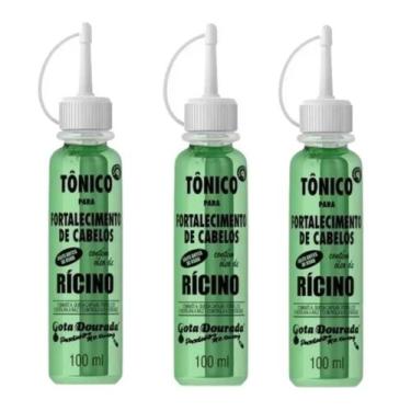 Imagem de Kit 3 Tonico Cabelo Com Oleo De Ricino 100mL - Gota Dourada