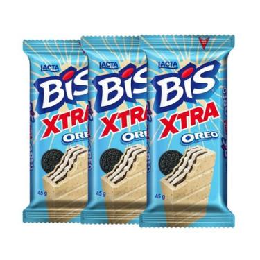 Imagem de Bis Xtra Oreo Lacta Kit com 3 unidades de 45g