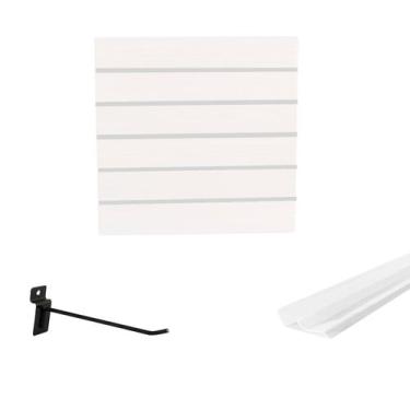 Imagem de Painel Canaletado Branco em Mdf 0,61 x 0,61m com Perfil Pvc Branco e 1