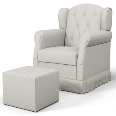 Imagem de Poltrona de Amamentação e Descanso Fixa com Puff Lucy P04 Linho Off Wh