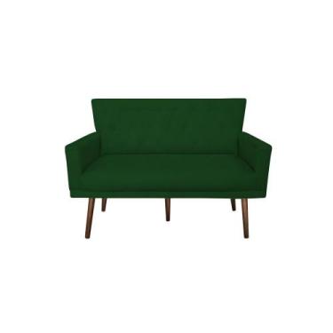 Imagem de Namoradeira Decorativa Aurora Suede Verde Pés Madeira Ms Decor - Mansã