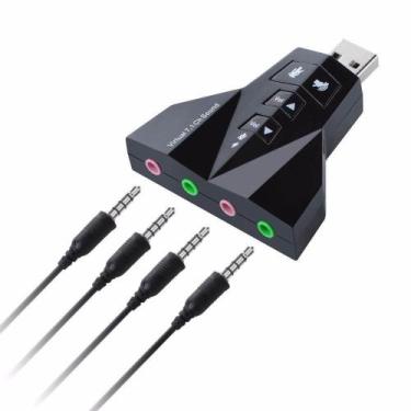 Imagem de Adaptador Placa de Som 7.1 USB Dupla Fone e Microfone - PSM