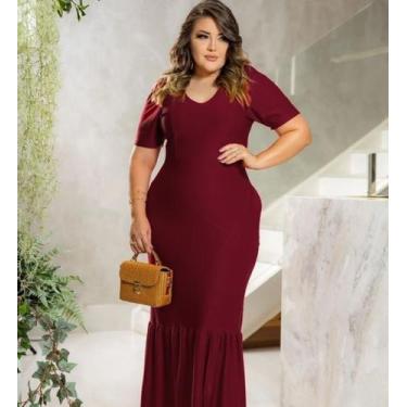 Imagem de Vestido Plus Size Fenda no babado Moda Evangélica Feminina - MISS FLOW