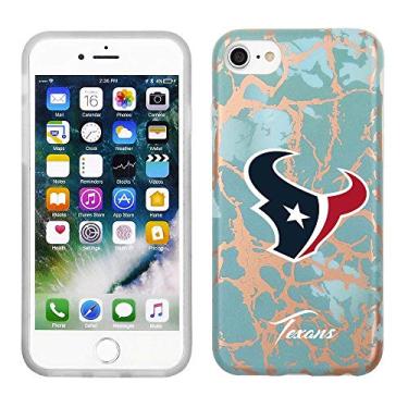 Imagem de Prime Brands Group Capa para celular para Apple iPhone 8/7/6S NFL licenciado Houston Texans, azul-petróleo e mármore de ouro rosa