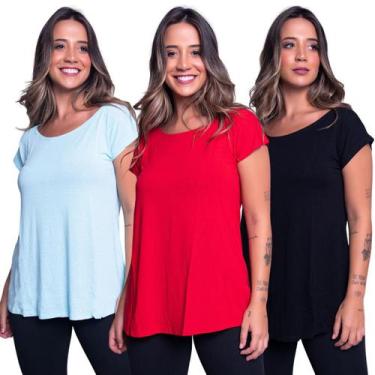 Imagem de Kit 5 Blusas Fitness Mullet Feminina Tela Vazada Treino - Bella Fiore 