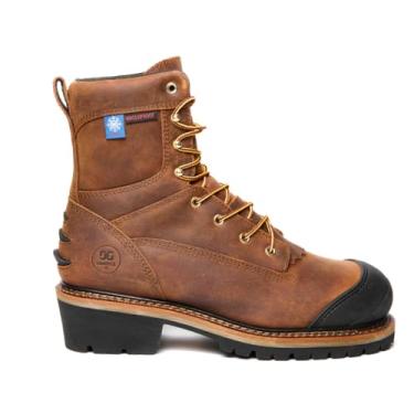 Imagem de Goodville Botas masculinas Catskill-Series 23 cm bico composto 600G isoladas à prova d'água para trabalho masculino com classificação ASTM-F2413 EH, cadarço industrial e sola resistente a óleo,