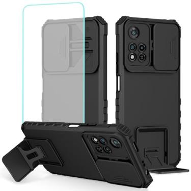 Imagem de Tothedu Capa para Redmi Note 11 Pro 4G/5G/Redmi Note 11E Pro/Redmi Note 12 Pro 4G com protetor de tela de vidro temperado e capa de câmera deslizante, capa de telefone com suporte para Xiaomi Redmi
