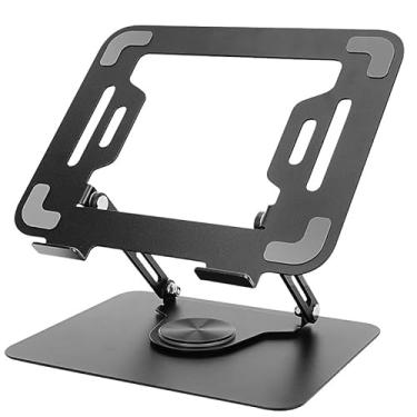 Imagem de YZLELEQ Suporte ajustável para laptop com base giratória 360, suporte portátil dobrável para mesa, material de aço carbono, suporte para notebook compatível com MacBook Air Pro e todos os laptops (10