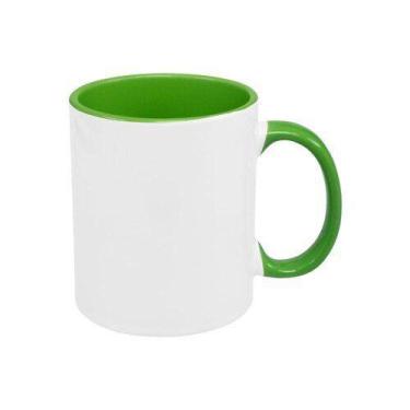 Imagem de Caneca Branca com alça e interior verde claro com caixinha - DEKO