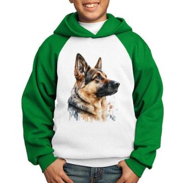 Imagem de Moletom Infantil Cachorro Pastor Alemão - Foca na Moda, Branco, Verde,