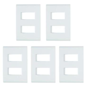 Imagem de 5x Placa Espelho 4x2 2 Módulos Liz Tramontina Brco 57106/206