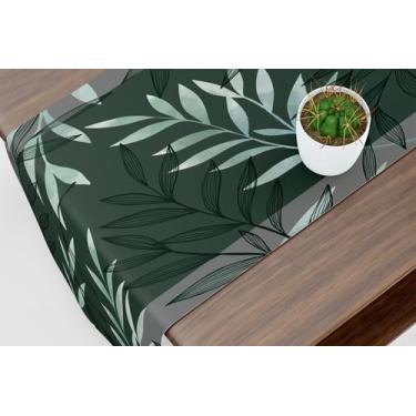 Imagem de Caminho De Mesa Trilho Folhagem Ramos Verde e Cinza - Core Decore