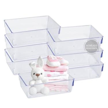Imagem de Kit 7 Organizador Closet Transparente Acrilico Calcinhas Meias - Plast