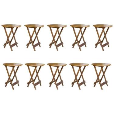 Imagem de Kit 10 Mesas de Madeira Bistrô Dobravel Ideal para Bar e Restaurante M