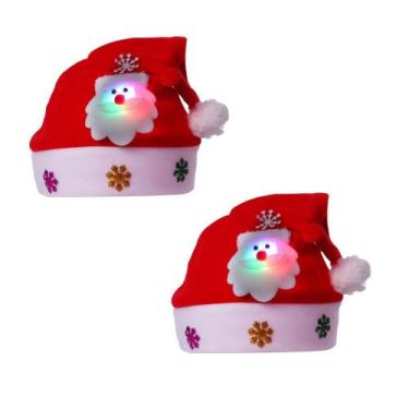 Imagem de Kit 2 Chapéus Natal Papai Noel e Boneco de Neve Touca LED Luzes - Casa