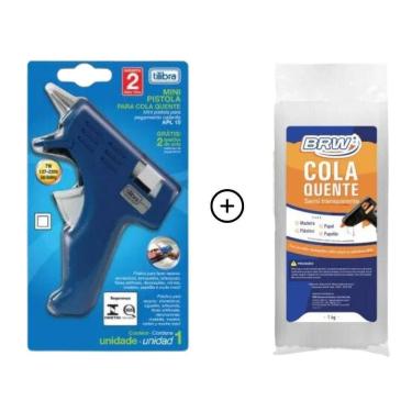 Imagem de Kit Pistola Cola Quente Pequena Apl10 Tilibra + Bastão Fino 1kg Brw