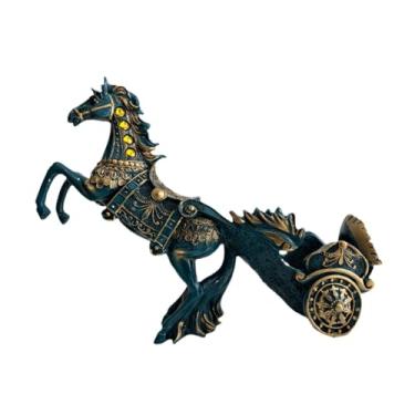 Imagem de Gralara Suporte para garrafas de vinho, organizador de armazenamento para vinho, estante de animais, suporte para exibição de vinho, decoração para casa, Carroça de Tração Animal Azul