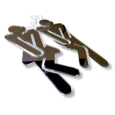 Imagem de Plaquinha decorativa wc acrílico espelhado sanitário - Prata - JJ