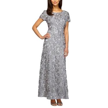 Imagem de Alex Evenings Vestido feminino longo roseta mãe da noiva com mangas curtas, convidada de casamento (tamanho pequeno e regular), Pomba, 46