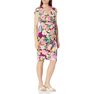 Imagem de Maggy London Camiseta feminina estampada fosca, Vinho fruta/rosa fúcsia, 42