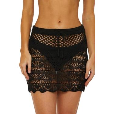 Imagem de ISABELLA ROSE Tuscany Mini saia de crochê conversível, casual, saída de praia para mulheres, Preto, G