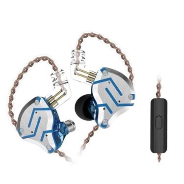 Imagem de Fone de ouvido KZ 4BA+1DD Multi Driver in Ear IEM ZS10 Pro com fio confortável com cancelamento de ruído envolvente com cabo destacável de 2 pinos (azul meteoro, com microfone)