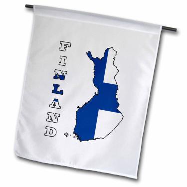 Imagem de 3dRose fl_58800_1 Bandeira da Finlândia no mapa de contorno do país e nome Bandeira do jardim da Finlândia, 30,5 x 45,7 cm