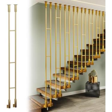 Imagem de Balaústres de ferro para escadas internas 20 35 39 44 59 90 95" de comprimento, eixos de escada de metal para lofts no porão Remodelação de escadas de escritório, coluna de corrimão moderna,