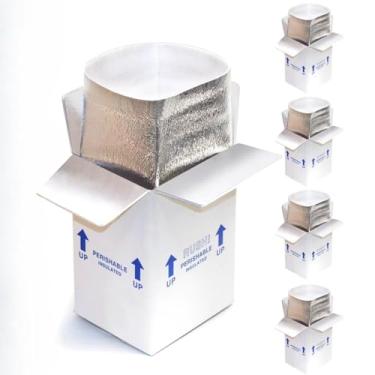 Imagem de YUNSY-BOX Caixa de Correio com Isolamento Duplo com Revestimento de Espuma Plástica de Folha de Alumínio, Pacote com 4 7 X 6 X 10" para Envio de Itens Perecíveis, Caixa de Remessa Pequena, Branca