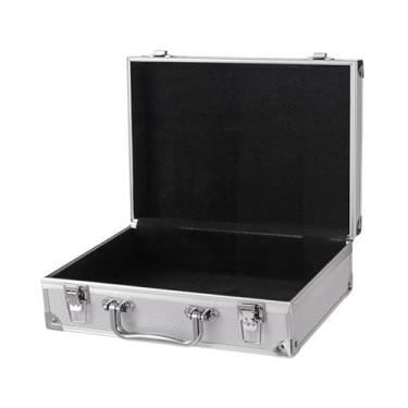 Imagem de Almencla Capa dura para transporte, caixa de transporte multifuncional, caixa de armazenamento de arquivo, pasta portátil, equipamento, caixa de ferramentas, Prata