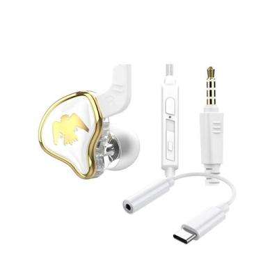 Imagem de Fone de ouvido 3.5mm p2 ak6 com adaptador type c tipo c - Afanx, Branc