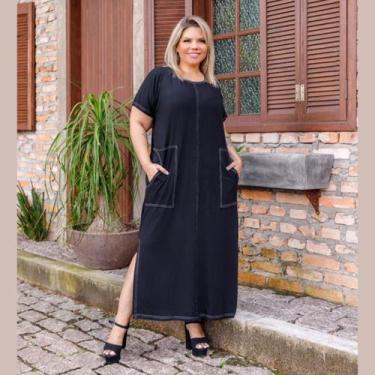 Imagem de Vestido Feminino Longo Com Bolso Sobreposto Plus Size - Rosana Farcait