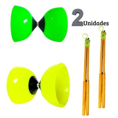 Imagem de Diabolô Profissional Com Par De Baqueta De Plástico Kit Com 2 Malabare