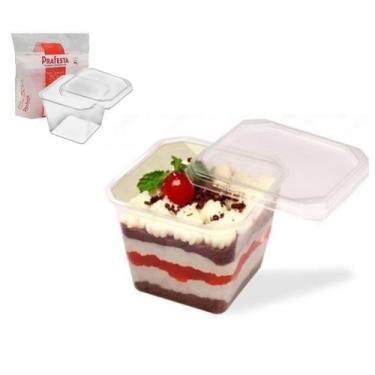 Imagem de Pote Quadrado 250ml Marmita Bolo Freezer Microondas 20 unid - PraFesta