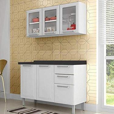 Imagem de Cozinha Itatiaia Tarsila Compacta 2 Pecas 3 Vidros Armário Aéreo e Balcão