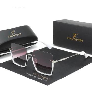 Imagem de Óculos Kingseven 2023 gradiente retângulo lentes uv400 feminino, Roxo
