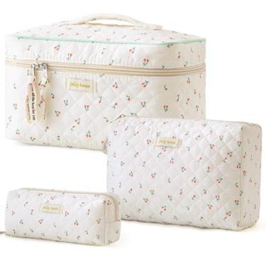 Imagem de Bolsa de Maquiagem HBSelect Acolchoada - Kit 3 Peças para Viagem