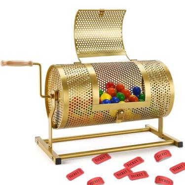 Imagem de Raffle Drum AugFir Raffle Ticket Spinner Cage com alça de madeira