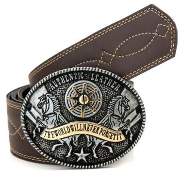 Imagem de Cinto Masculino Country Premium Fivela Grande com Espora Dourada - 340