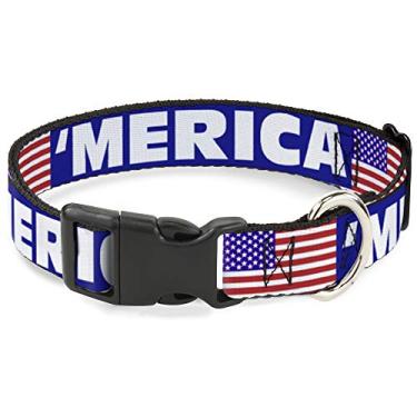 Imagem de Buckle-Down PC-W30027-NS/Us Bandeira Azul/Branco/Vermelho Colarinho com Clipe Plástico, Pequeno/15-23 cm