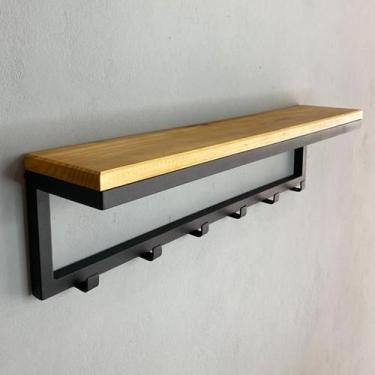 Imagem de Prateleira Arara Cabideiro De Parede 6 Ganchos Estilo Industrial - VGF