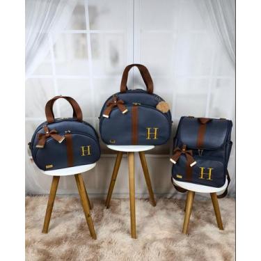 Imagem de KR RK Bolsas Maternidade Mala G, Mala M, Mochila Luxo Eleganc, Azul ma