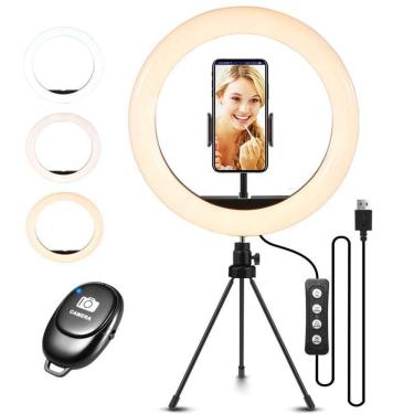 Imagem de Ring Light 26Cm Luz Selfie Maquiagem Youtuber Tripé Pequeno