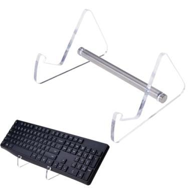 Imagem de DICOSMETIC Suporte de teclado de acrílico de 1 camada, suporte de teclado mecânico transparente 16,4 x 13,4 x 8,5 cm, suporte de armazenamento para tablet de computador, comporta até 1 teclado
