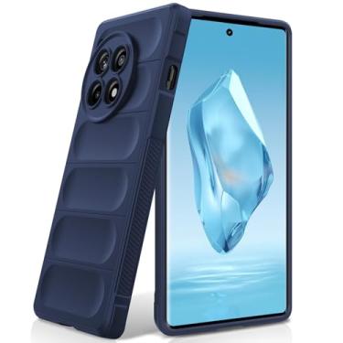 Imagem de BonYonka Capa de silicone para OnePlus 12R, forro de microfibra antiarranhões, capa à prova de choque com proteção para câmera, azul