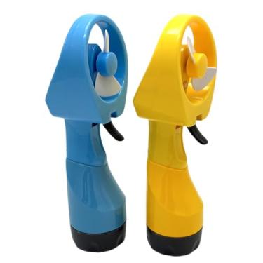 Imagem de BJPEY Ventilador de névoa de água pessoal ao ar livre, ventiladores portáteis refrigerador, pacote com 2 (azul/amarelo)