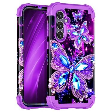 Imagem de Miqala Capa para Galaxy S23 FE 5G, brilha no escuro, três camadas, resistente, à prova de choque, proteção total de plástico rígido + capa protetora de silicone macio para Samsung Galaxy S23 FE de 6,4