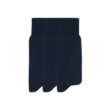 Imagem de Kit Com 3 Pares De Meias Social Masculina Mash 100% Algodão, Marinho, 